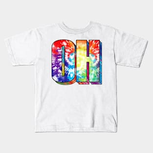 Ohio State OH tie dye colorful Kids T-Shirt